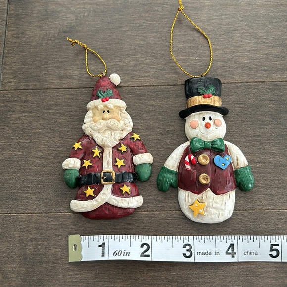 Vintage Wooden Holiday Ornaments, Christmas Tree Decor, Santa Frosty Snowman - Picture 6 of 7